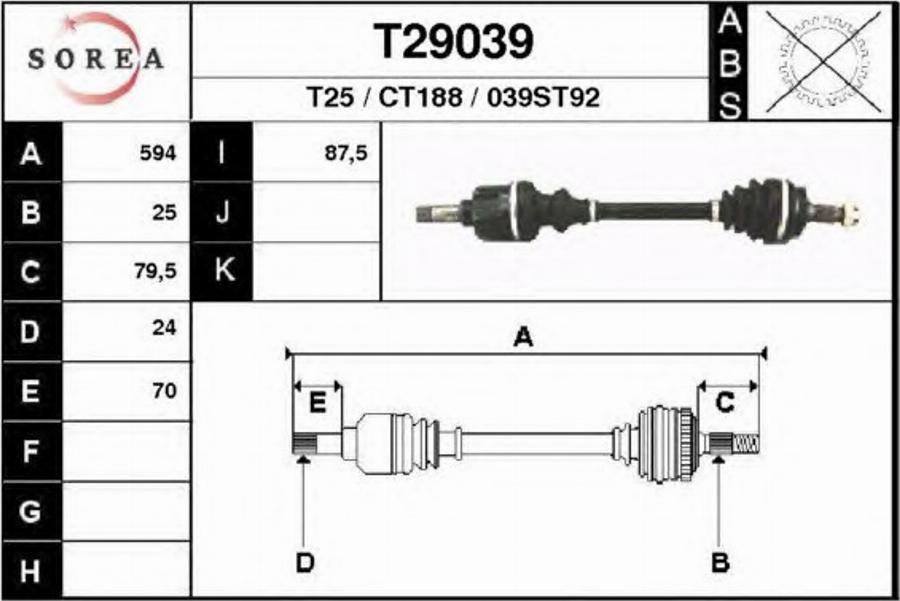 EAI T29039 - Приводний вал autozip.com.ua