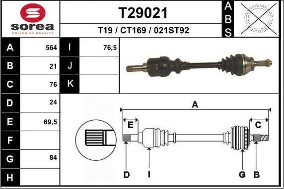 EAI T29021 - Приводний вал autozip.com.ua