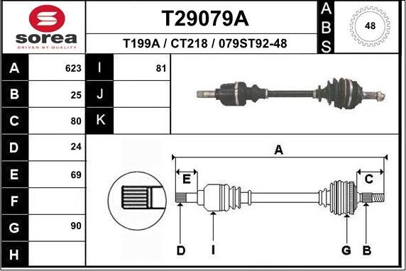 EAI T29079A - Приводний вал autozip.com.ua