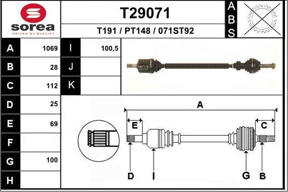 EAI T29071 - Приводний вал autozip.com.ua