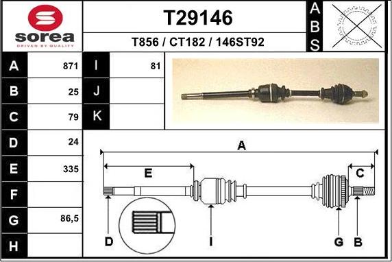 EAI T29146 - Приводний вал autozip.com.ua