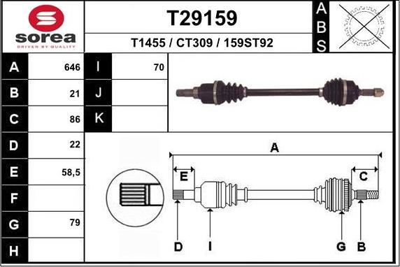 EAI T29159 - Приводний вал autozip.com.ua