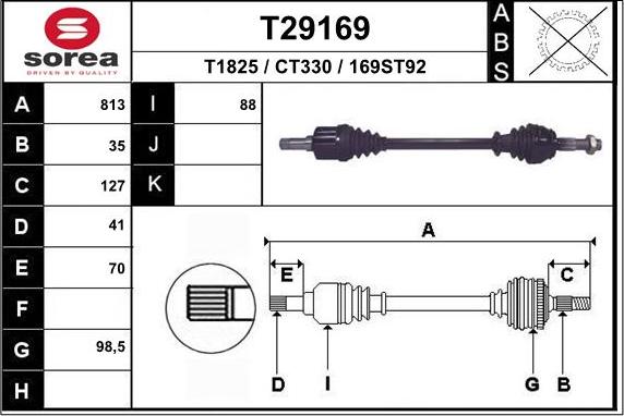 EAI T29169 - Приводний вал autozip.com.ua