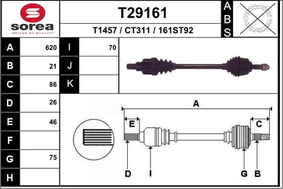 EAI T29161 - Приводний вал autozip.com.ua
