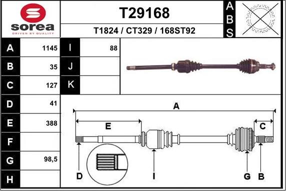 EAI T29168 - Приводний вал autozip.com.ua