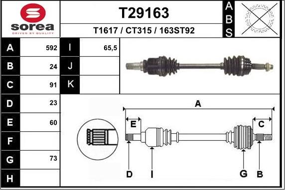 EAI T29163 - Приводний вал autozip.com.ua