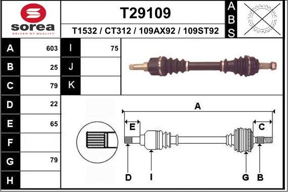 EAI T29109 - Приводний вал autozip.com.ua