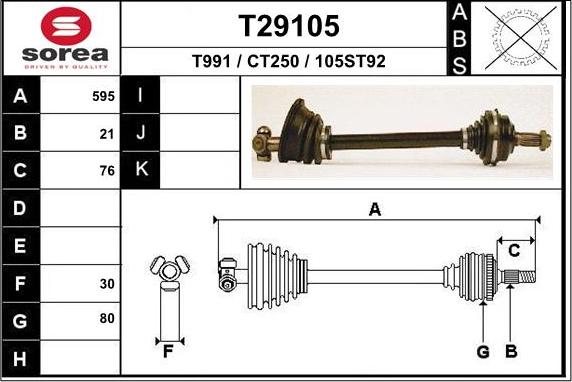 EAI T29105 - Приводний вал autozip.com.ua