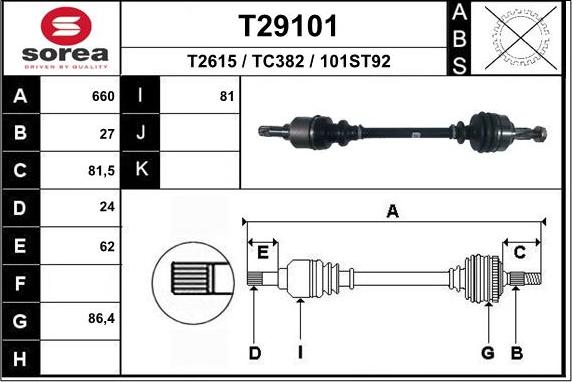 EAI T29101 - Приводний вал autozip.com.ua