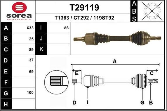 EAI T29119 - Приводний вал autozip.com.ua