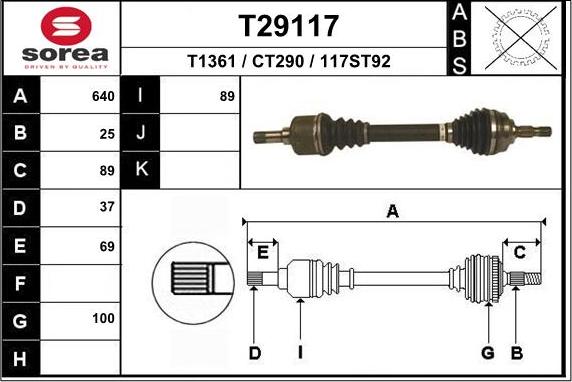 EAI T29117 - Приводний вал autozip.com.ua