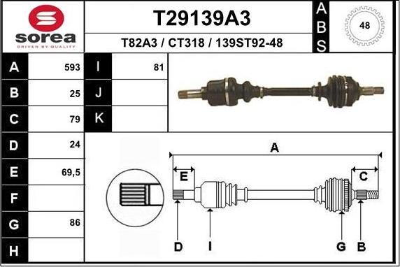 EAI T29139A3 - Приводний вал autozip.com.ua