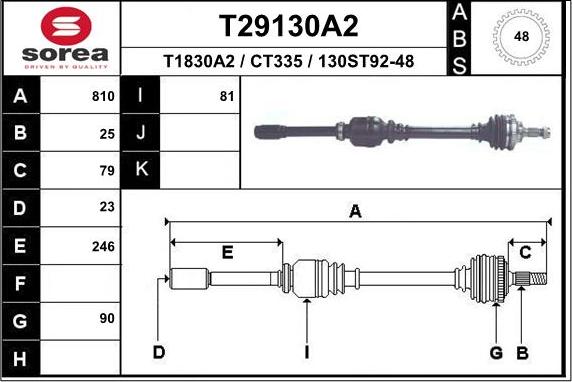 EAI T29130A2 - Приводний вал autozip.com.ua