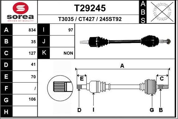 EAI T29245 - Приводний вал autozip.com.ua