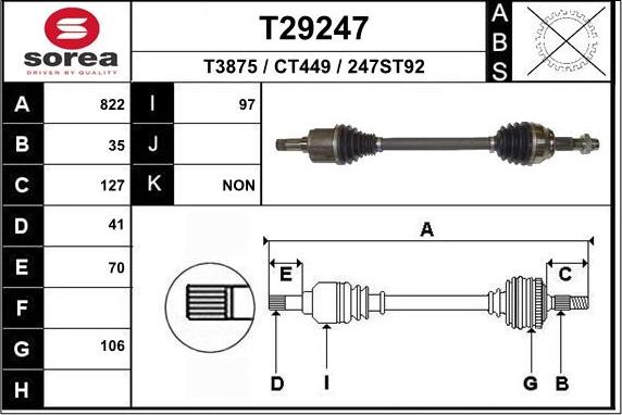 EAI T29247 - Приводний вал autozip.com.ua