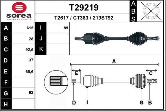 EAI T29219 - Приводний вал autozip.com.ua
