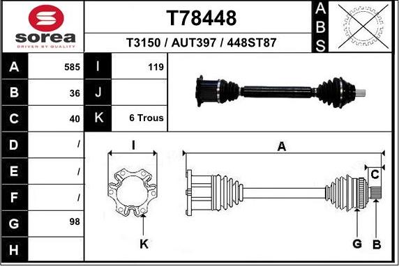 EAI T78448 - Приводний вал autozip.com.ua