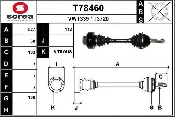EAI T78460 - Приводний вал autozip.com.ua