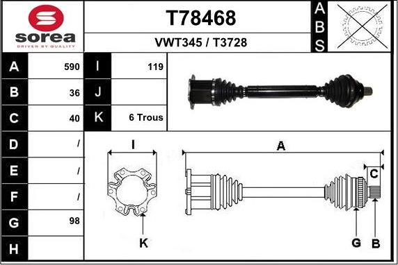 EAI T78468 - Приводний вал autozip.com.ua