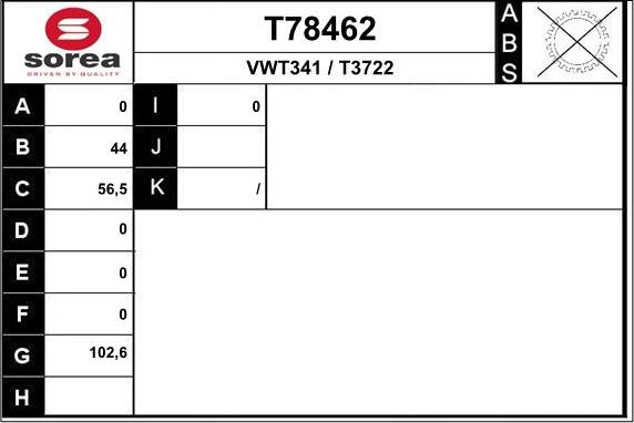 EAI T78462 - Приводний вал autozip.com.ua