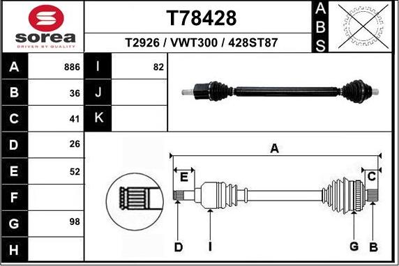 EAI T78428 - Приводний вал autozip.com.ua