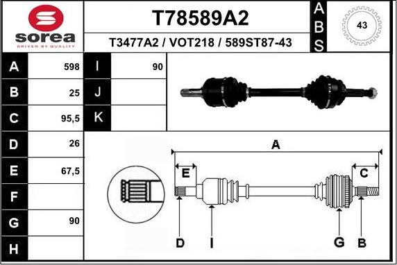 EAI T78589A2 - Приводний вал autozip.com.ua