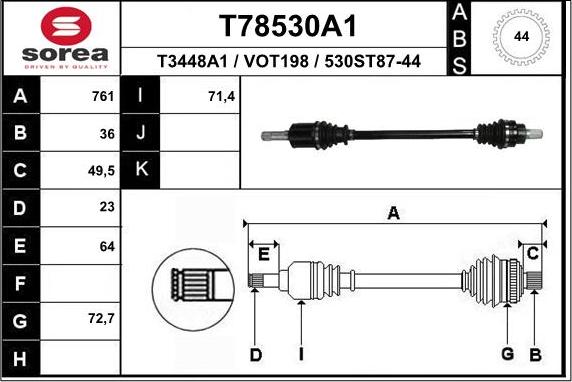 EAI T78530A1 - Приводний вал autozip.com.ua