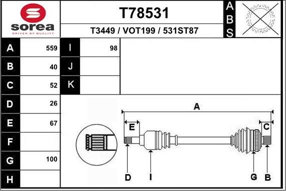 EAI T78531 - Приводний вал autozip.com.ua