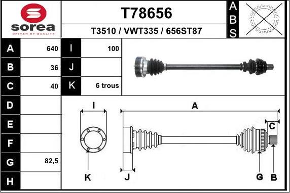 EAI T78656 - Приводний вал autozip.com.ua