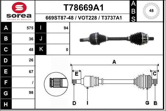 EAI T78669A1 - Приводний вал autozip.com.ua