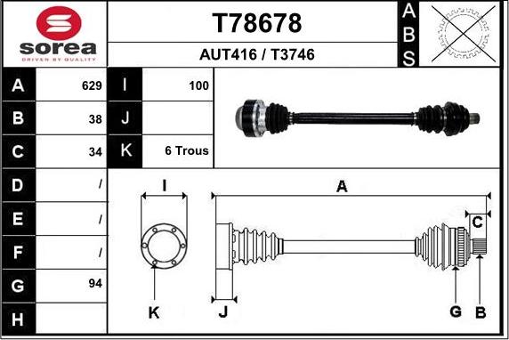 EAI T78678 - Приводний вал autozip.com.ua