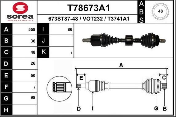 EAI T78673A1 - Приводний вал autozip.com.ua