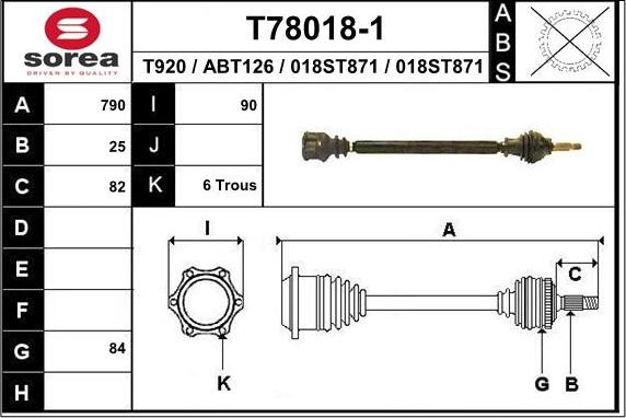EAI T78018-1 - Приводний вал autozip.com.ua