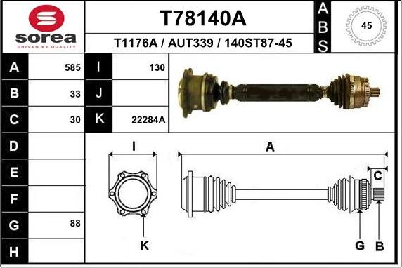 EAI T78140A - Приводний вал autozip.com.ua