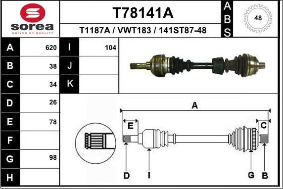 EAI T78141A - Приводний вал autozip.com.ua