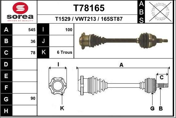 EAI T78165 - Приводний вал autozip.com.ua