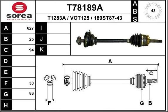 EAI T78189A - Приводний вал autozip.com.ua