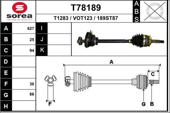 EAI T78189 - Приводний вал autozip.com.ua