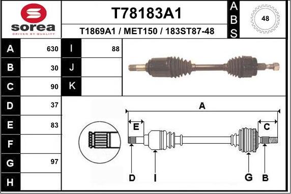 EAI T78183A1 - Приводний вал autozip.com.ua