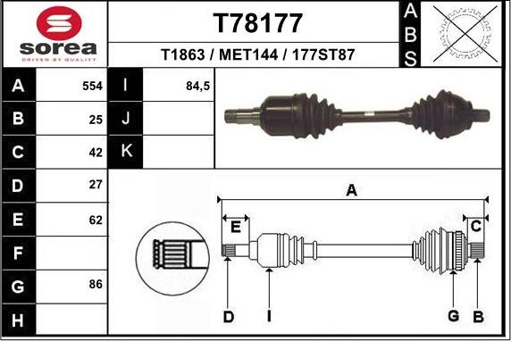 EAI T78177 - Приводний вал autozip.com.ua