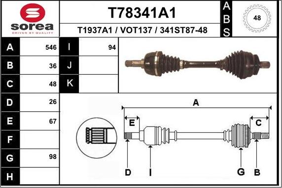 EAI T78341A1 - Приводний вал autozip.com.ua