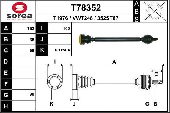 EAI T78352 - Приводний вал autozip.com.ua