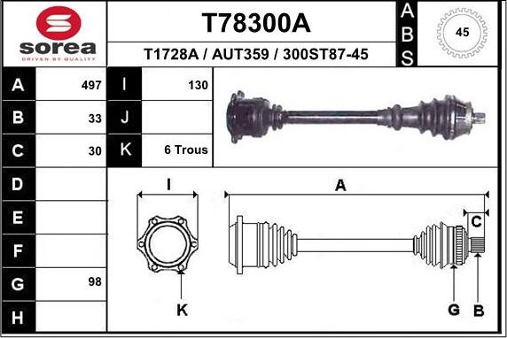 EAI T78300A - Приводний вал autozip.com.ua