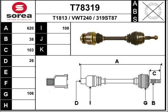 EAI T78319 - Приводний вал autozip.com.ua