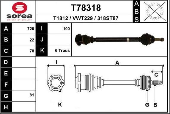 EAI T78318 - Приводний вал autozip.com.ua