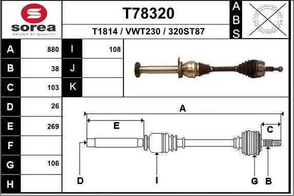 EAI T78320 - Приводний вал autozip.com.ua