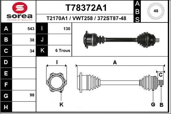 EAI T78372A1 - Приводний вал autozip.com.ua