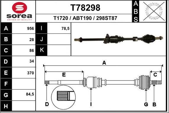 EAI T78298 - Приводний вал autozip.com.ua