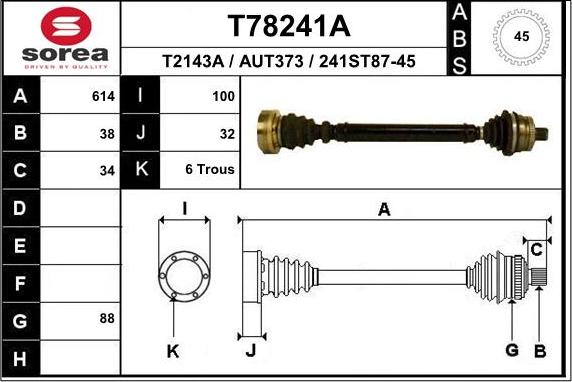 EAI T78241A - Приводний вал autozip.com.ua