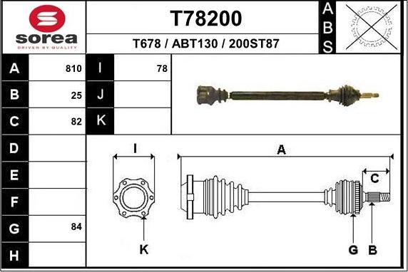 EAI T78200 - Приводний вал autozip.com.ua